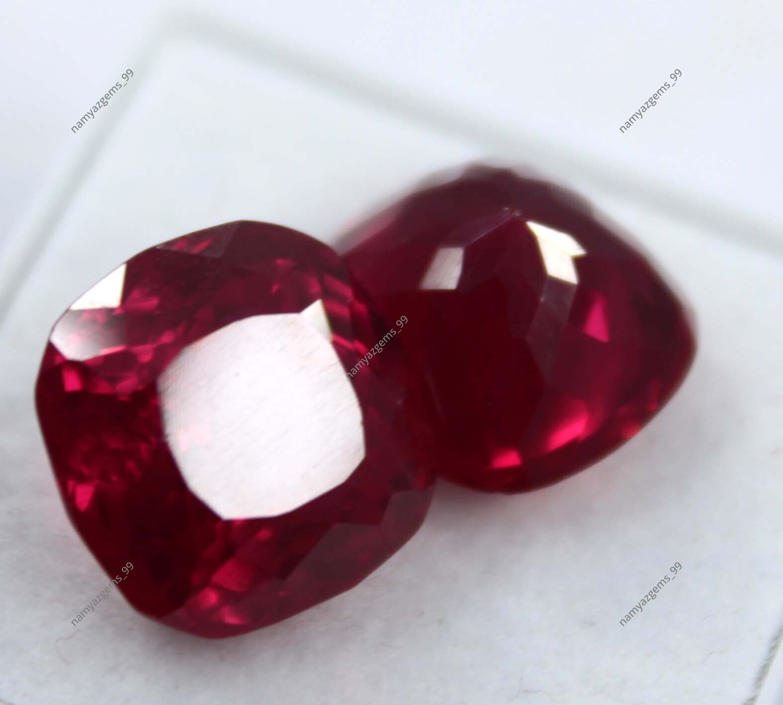 Natural Ruby Square Shape 18 Ct CERTIFIED Pigeon Blood Red Loose Gemstone Pair