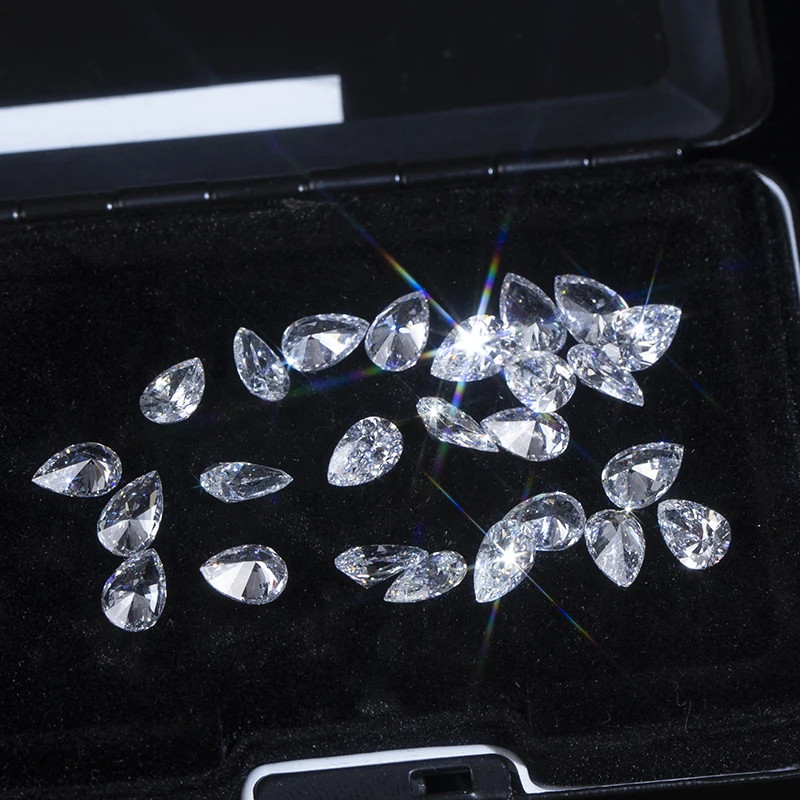 Small Size 1.5×3-3x5mm Pear Cut 1ct Moissanite Stone GRA VVS1 D Color Wholesale