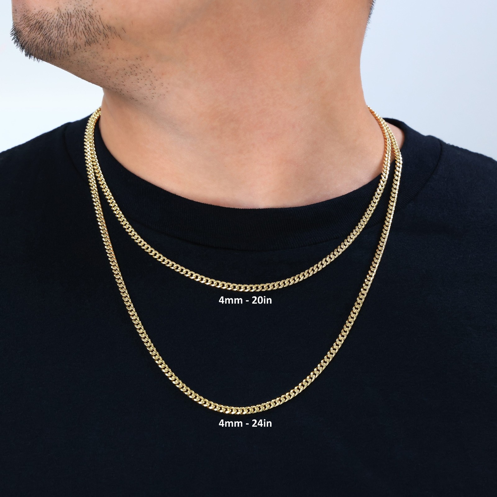 14K Yellow Gold 4mm Miami Cuban Italian Link Chain Necklace Mens Womens 16″- 30″