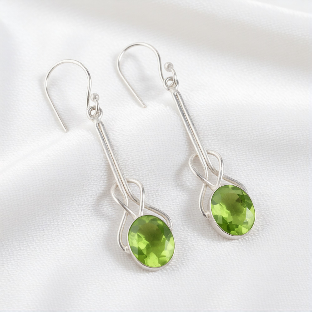 Alluring Peridot Gemstone 925 Sterling Silver Handmade Jewelry Earrings 2.2″