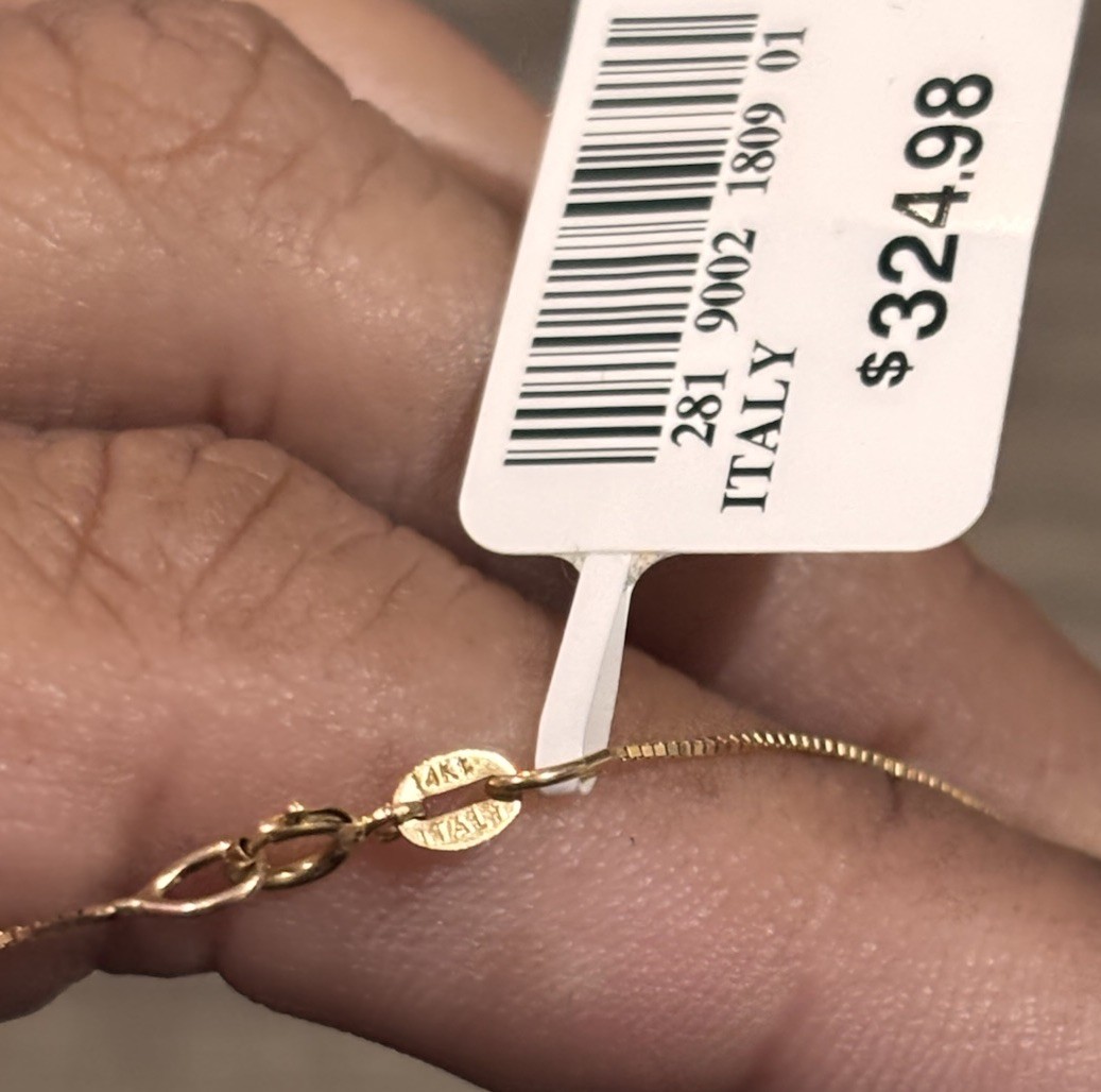 New 14K Yellow Gold Box Chain Necklace 18″ Inch 035 Gauge Solid Italy NWT