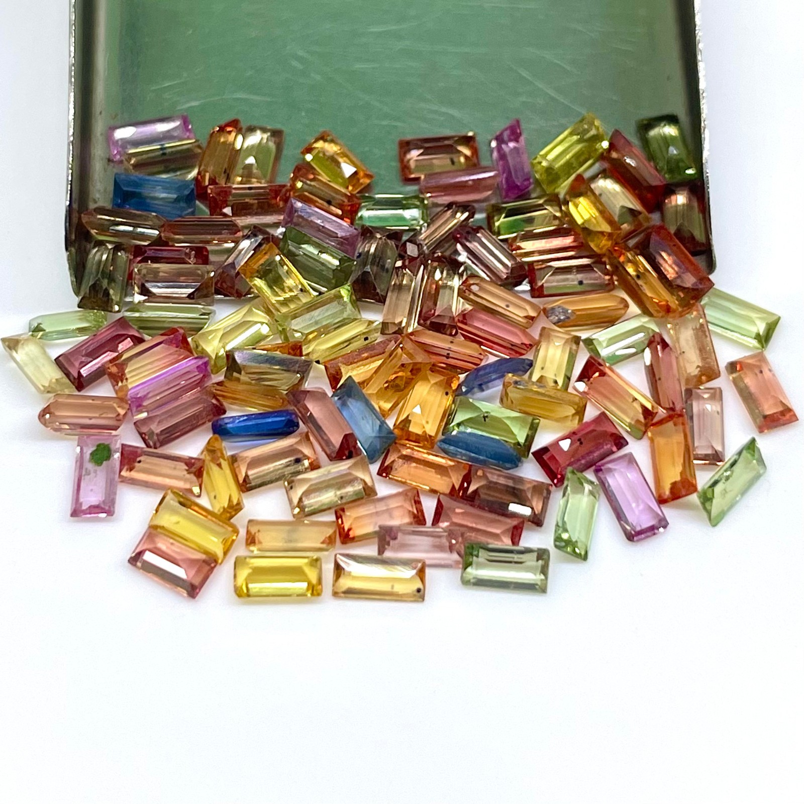 9 Pcs Natural Multi Sapphire 4x2mm Baguette Cut Dazzling Loose Gemstones Lot