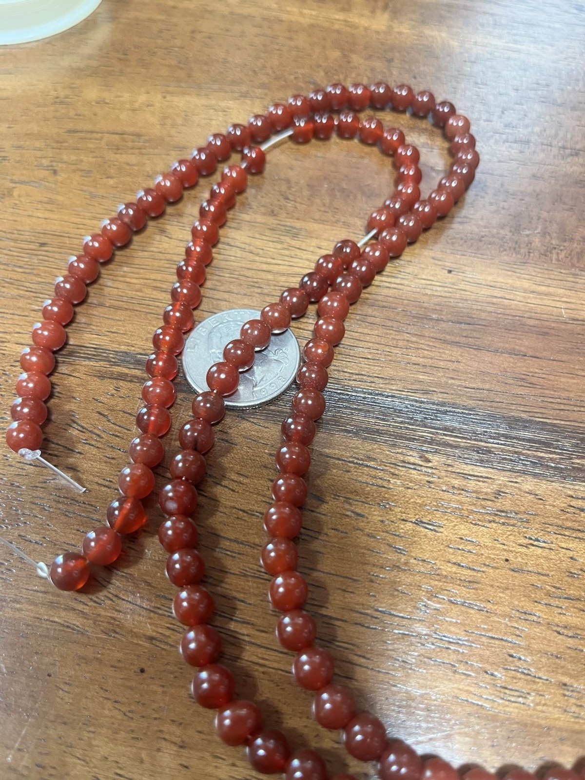 Deep Orange Smooth 8mm Round Carnelian Gemstone Beads 12in Strand