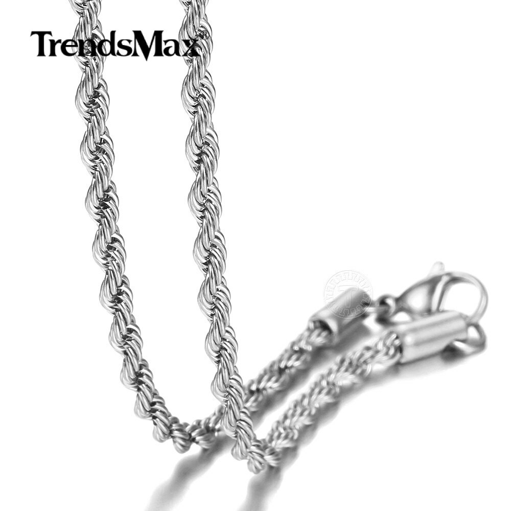 3-7MM Gold Plated Stainless Steel Diamond Cut Twisted Rope Chain Necklace 16-30″