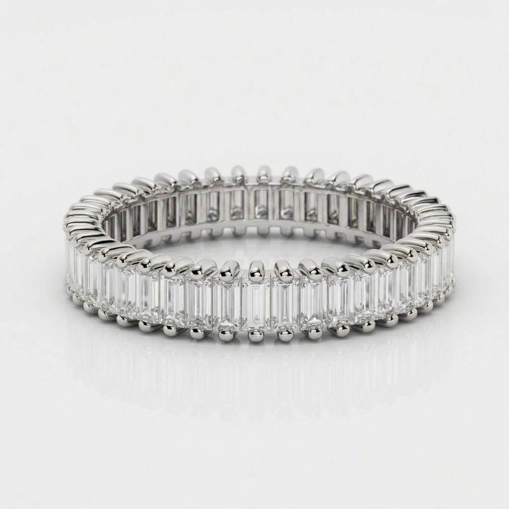 2.2ct Baguette Lab Grown Diamond Art Deco Eternity Band 14K Gold D-F VS