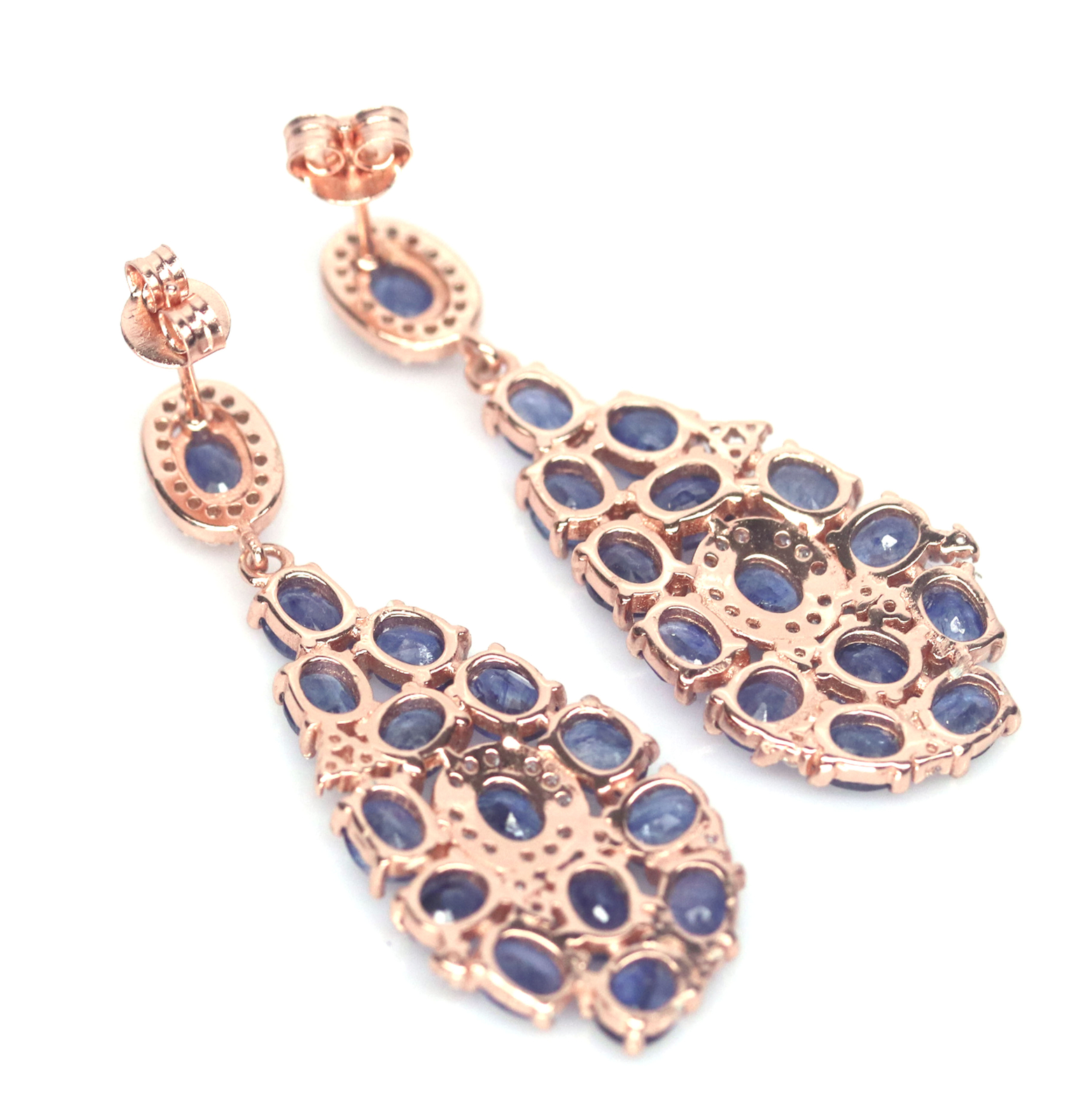 Heated Blue Sapphire Drop Earrings 925 Sterling Silver Cubic Zirconia