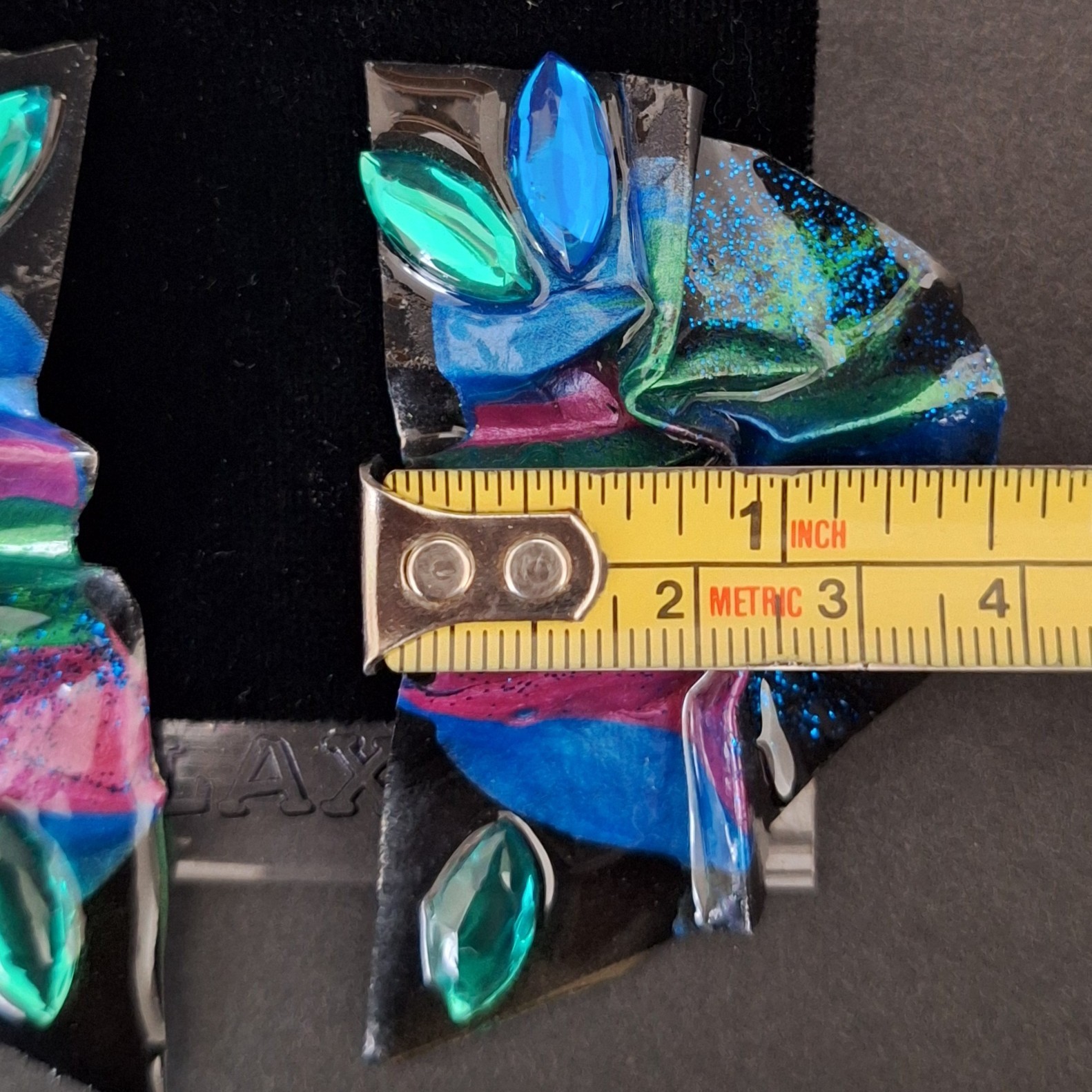 Galaxy Earrings Very Light Weight Blue Green Pink Crystals Space Statement