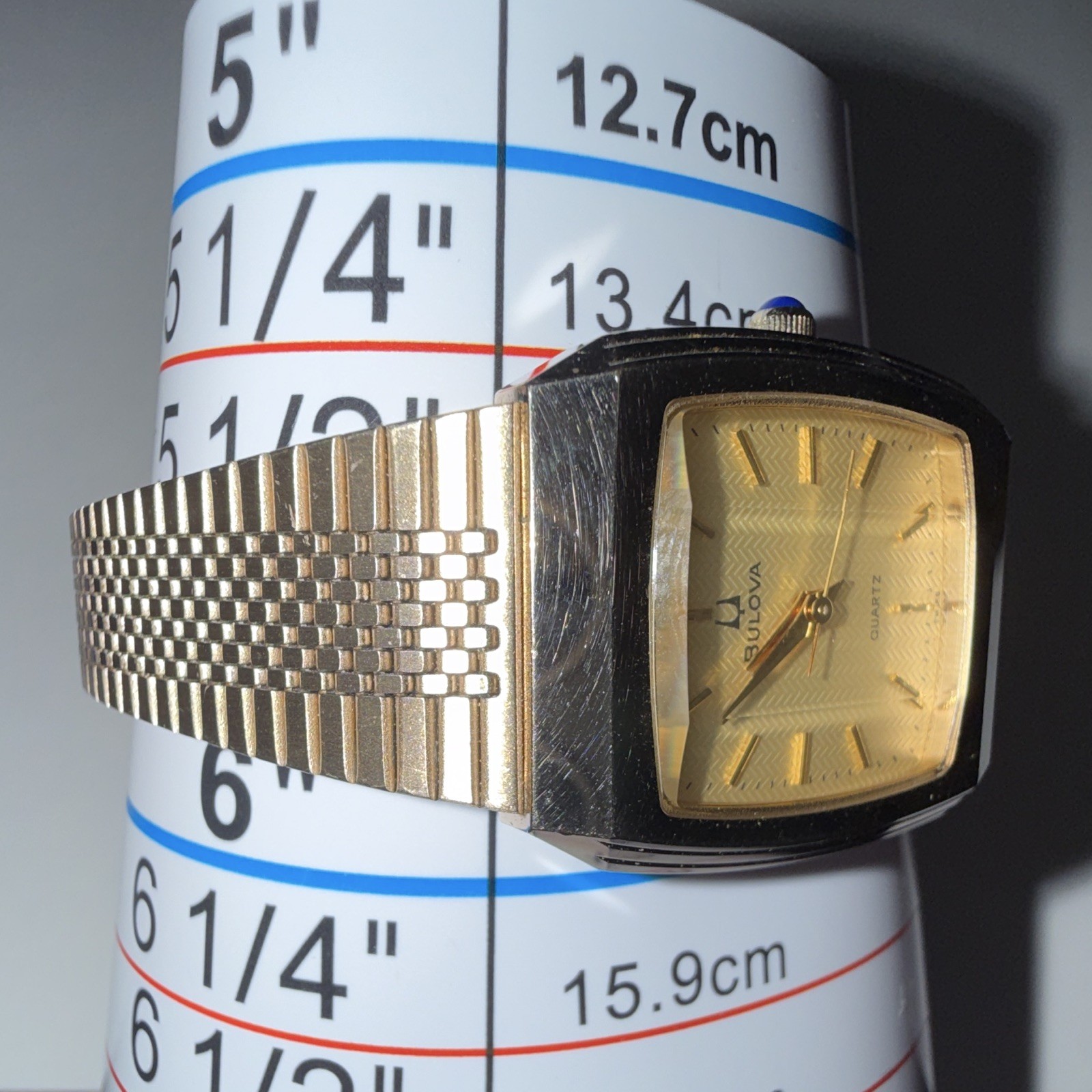 Bulova Quartz Rectangular Silver Herringbone Dial Dress Watch – 06