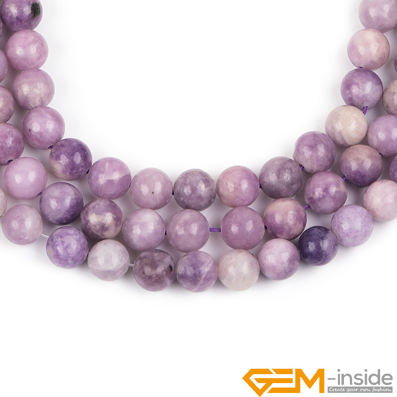 Natural Purple Lepidolite Round Polished Gemstone For Jewellery Making Beads 15″