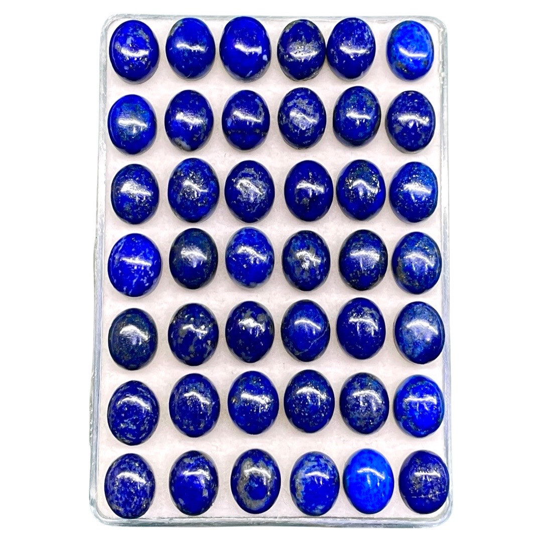 50 Pcs Natural Untreated Lapis Lazuli 10x8mm Oval Loose Cabochon Gemstones Lot