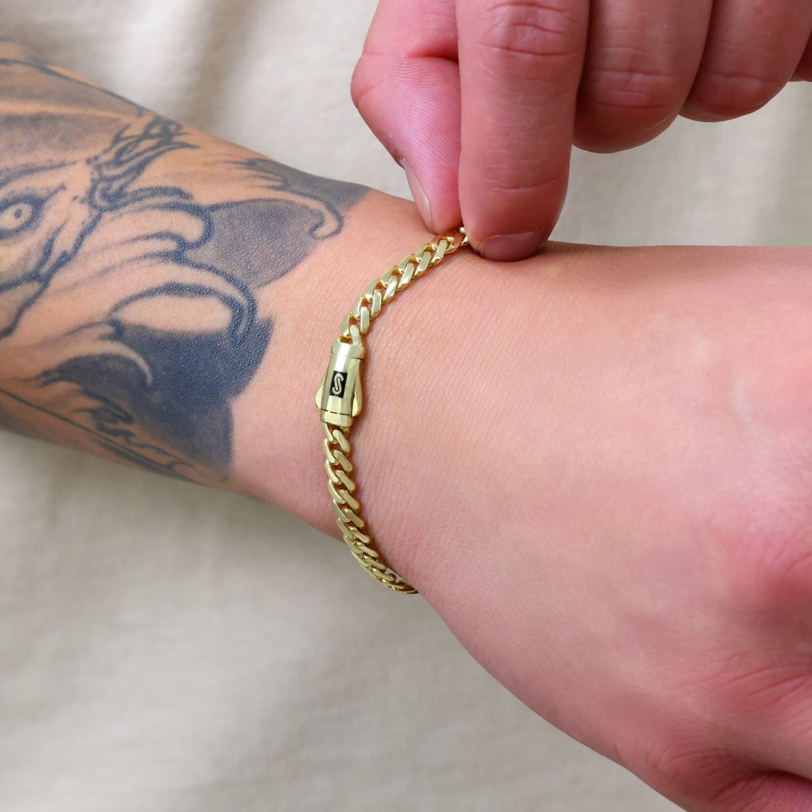 10K Yellow Gold Miami Cuban 5mm Royal Monaco Chain Bracelet 6″ 6.5″ 7″ 8″ 9″