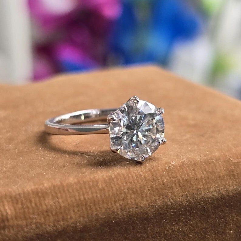 925 SILVER RING , ENGAGEMENT RING , 925 SILVER 6 Prong Set Wedding Ring