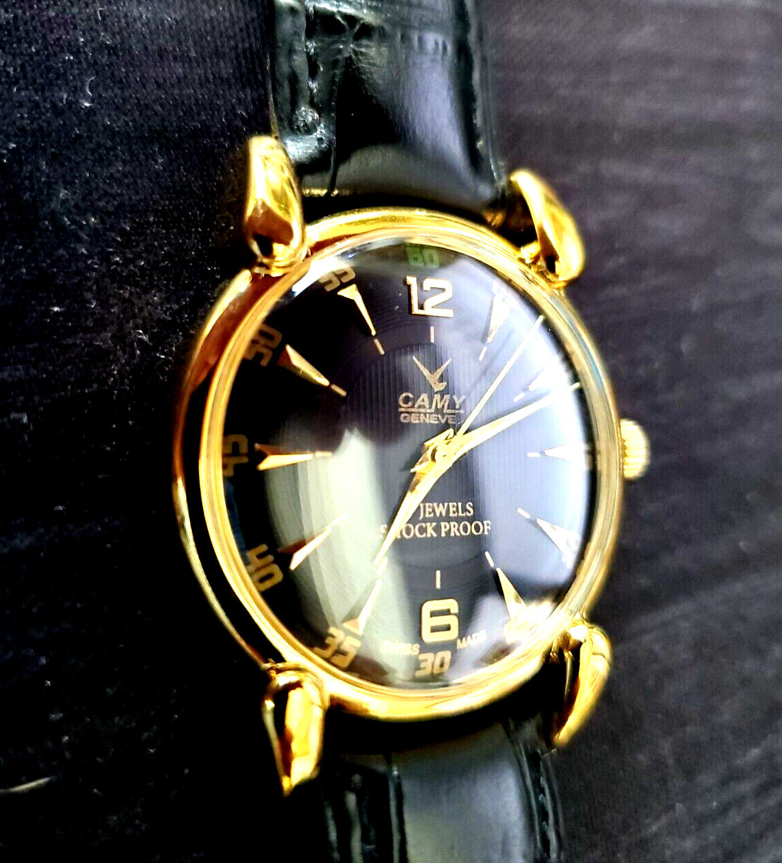 RARE Camy Geneve Mechanical Swiss Watch Restored Serviced GLD-BLK-BLK****