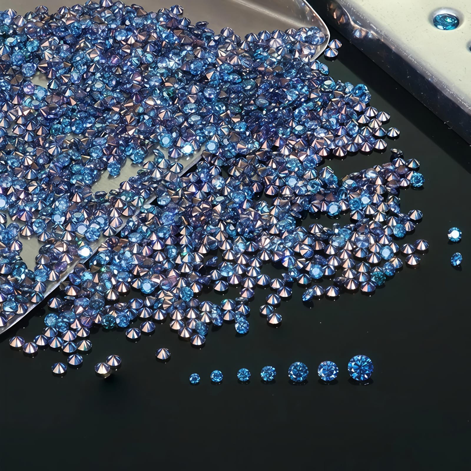 200 Pcs Round Cut Fancy Blue Color VVS1 Diamond Premium Quality gemstone 1mm