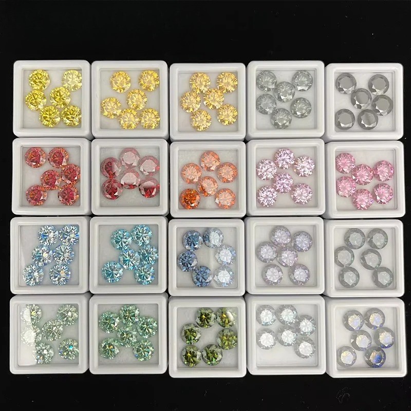 GRA VVS1 Multicolor 0.1-5ct Round Cut Moissanite Stone for Jewelry Making