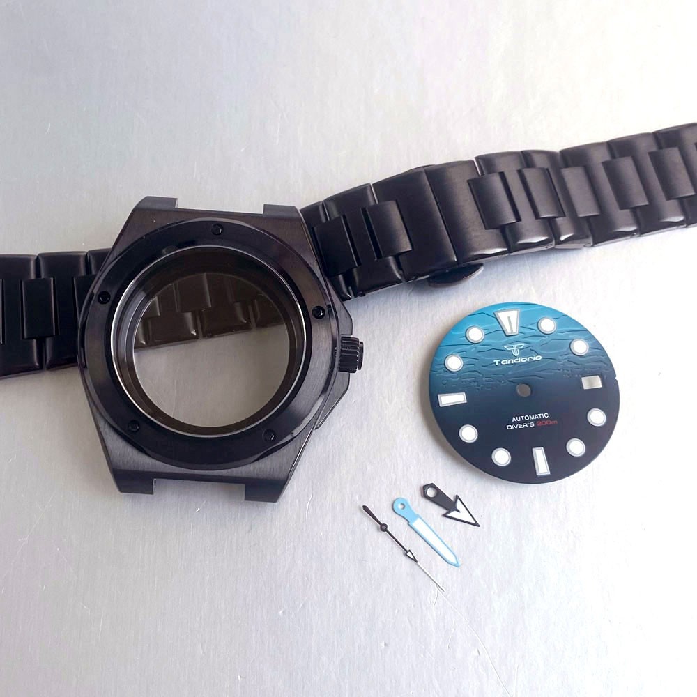 40mm Sapphire Glass Black PVD Watch Case Dial Hand Fit Engineer NH35 NH36 2824