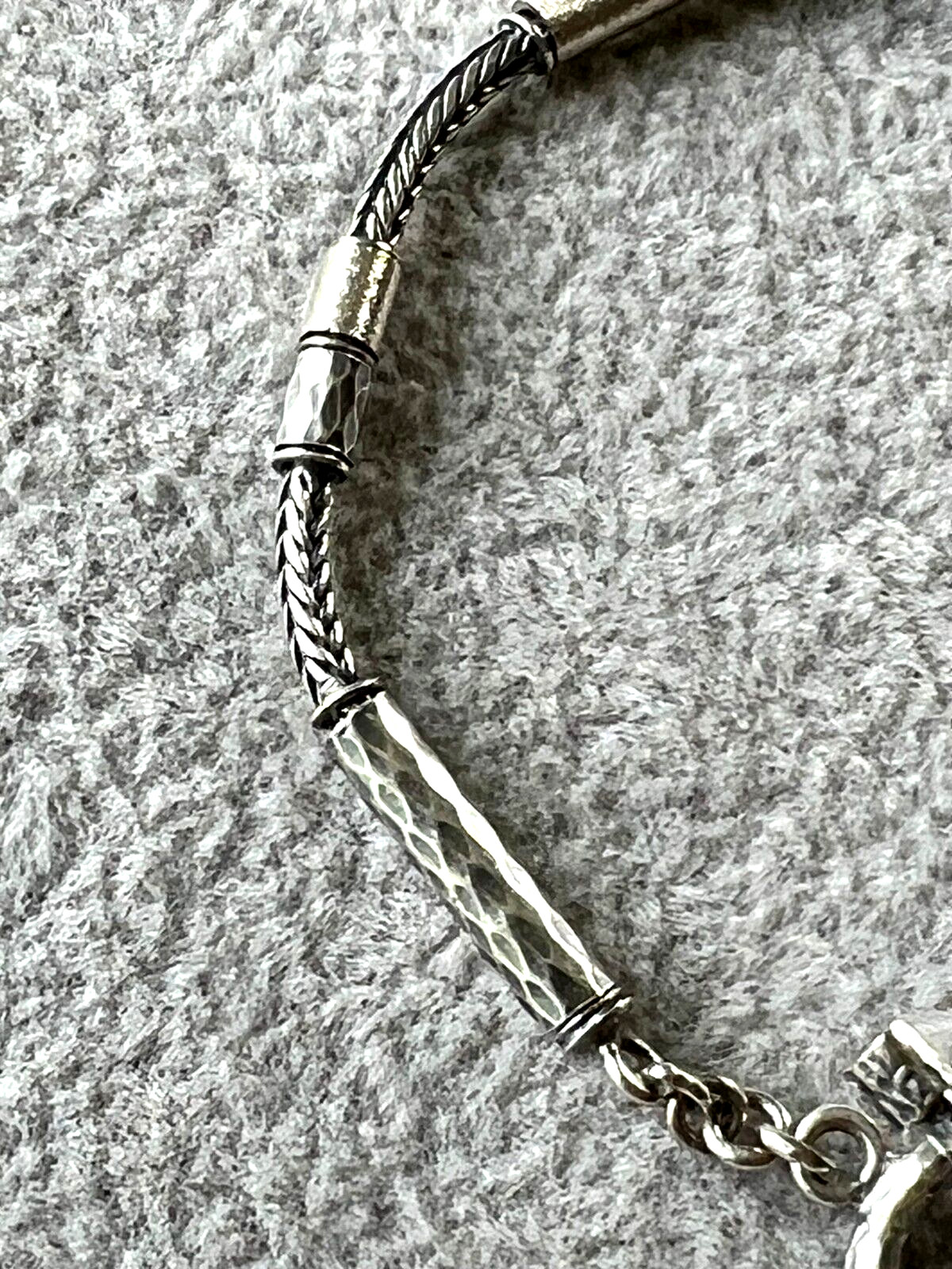 Silpada bracelet 925 Sterling silver satin brushed charms toggle 7.5″ L