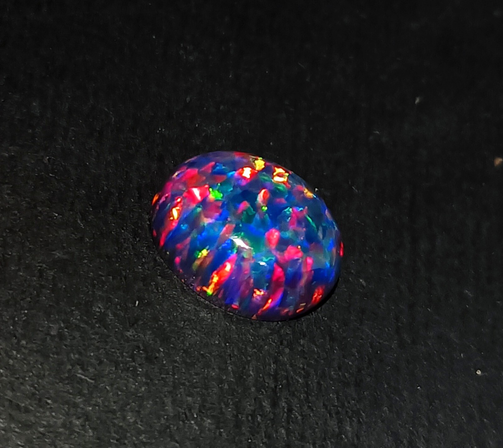 NaturalCertified Black Fire Opal Oval Cabochon 9.70 Ct Australian Loose Gemstone
