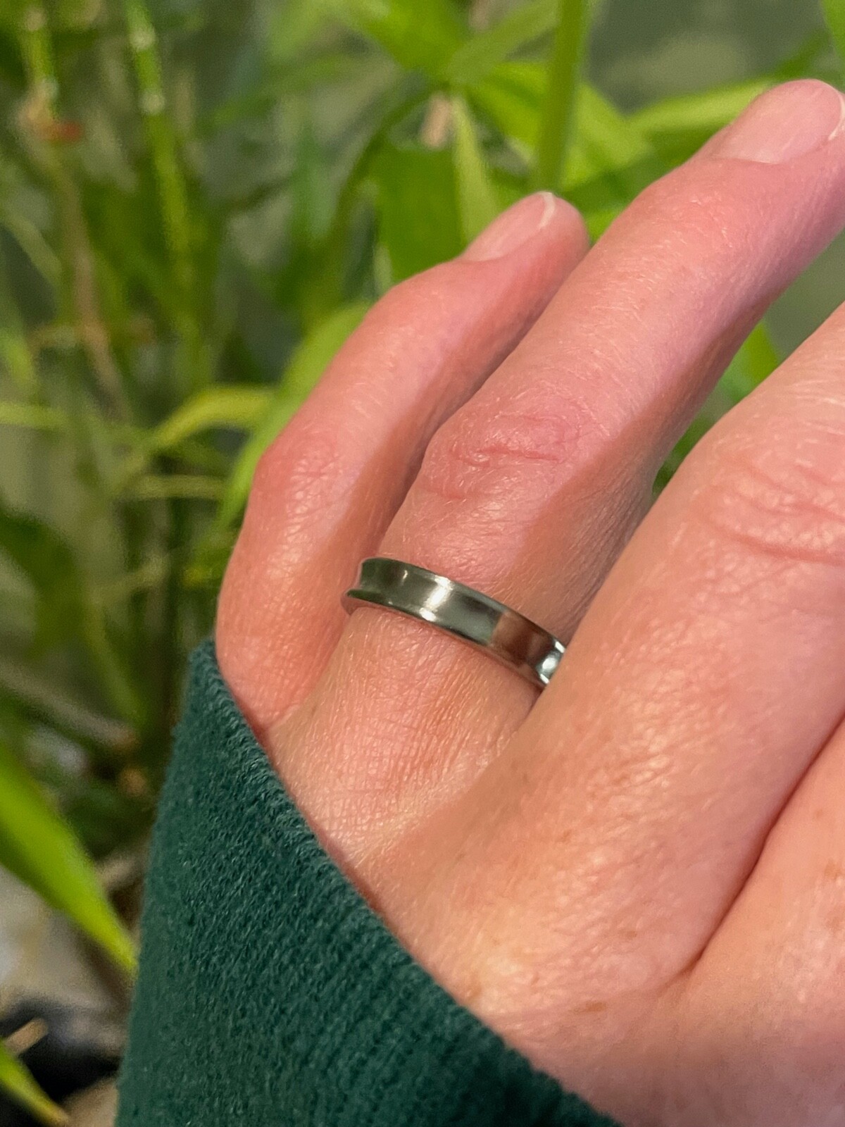 Everyday Wear Ring, Solid Titanium Band, Concave Cut, 4mm Width