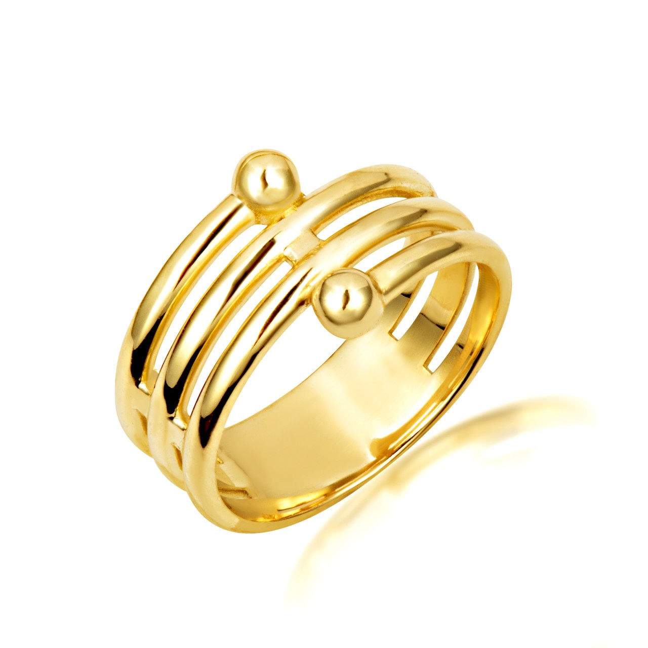 Gold Multi Row Beaded Band Ring (Available in Yellow/Rose/White Gold)
