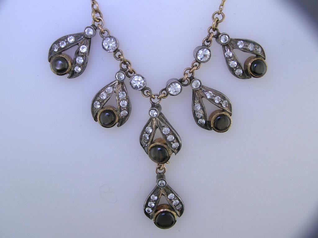 9ct / 9 carat Gold & Sterling Silver Edwardian Style Necklace