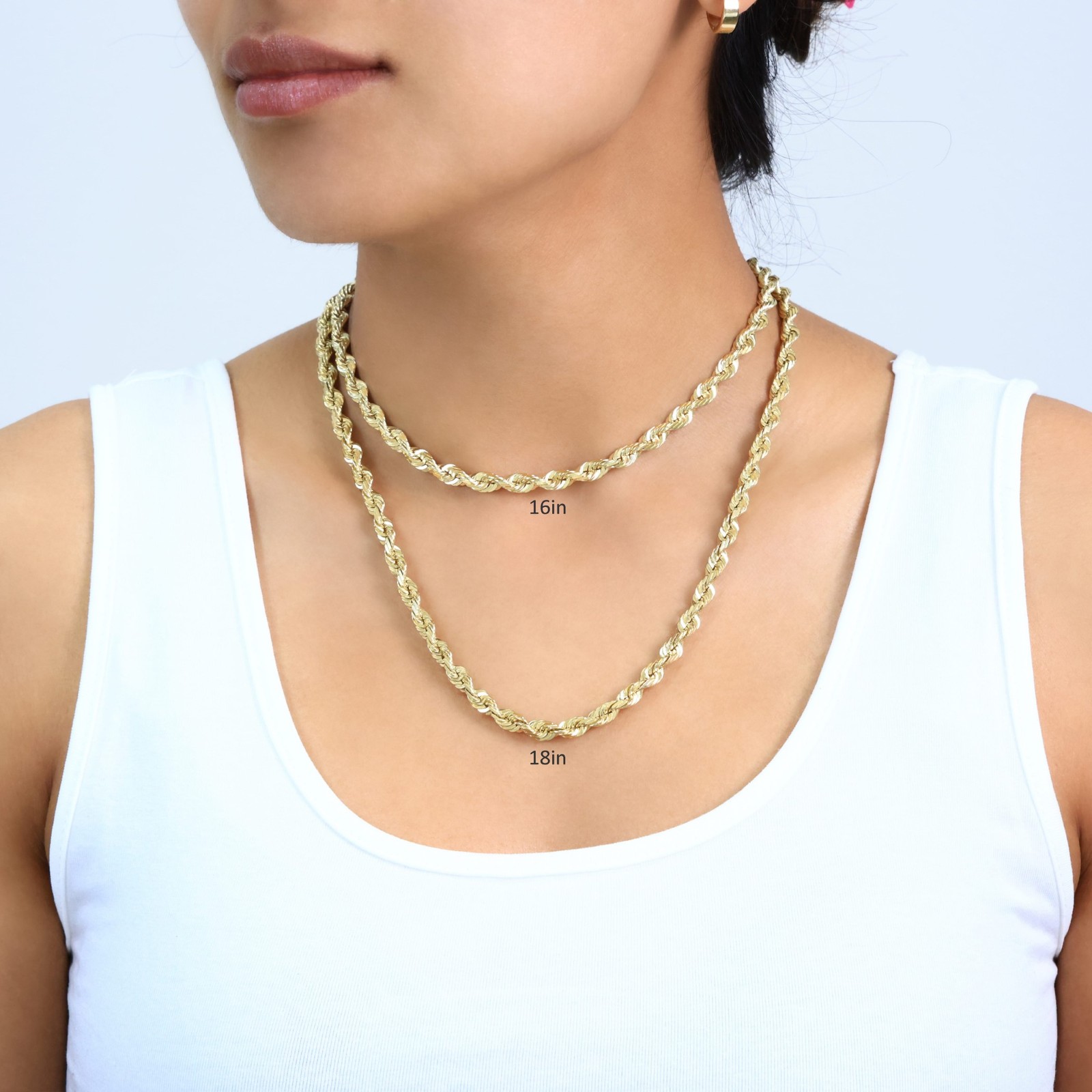 14K Yellow Gold 1mm-10mm Diamond Cut Rope Chain Necklace Mens Women 16″- 30″