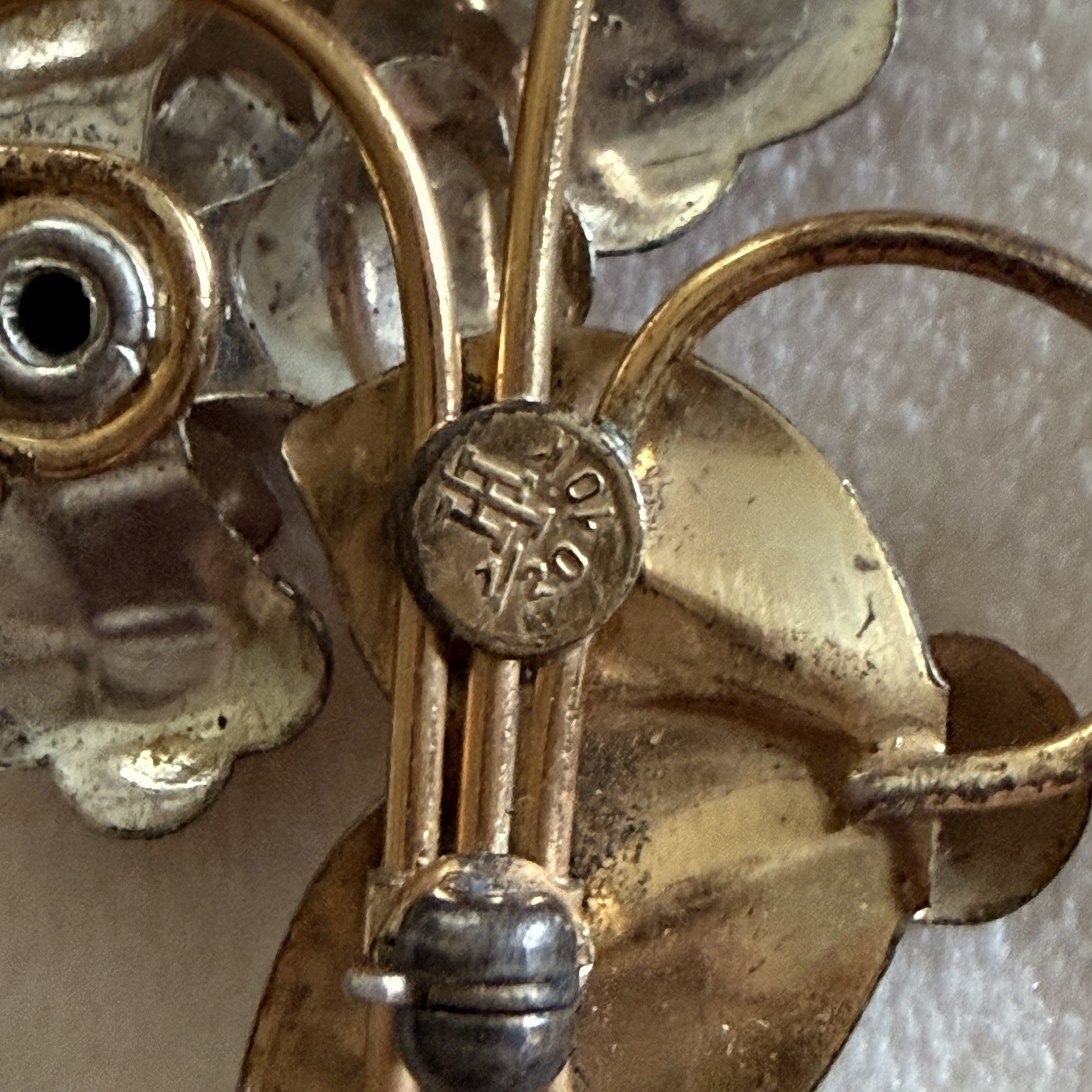 Harry Iskin Vintage Flower Brooch Pin 10K Gold Filled