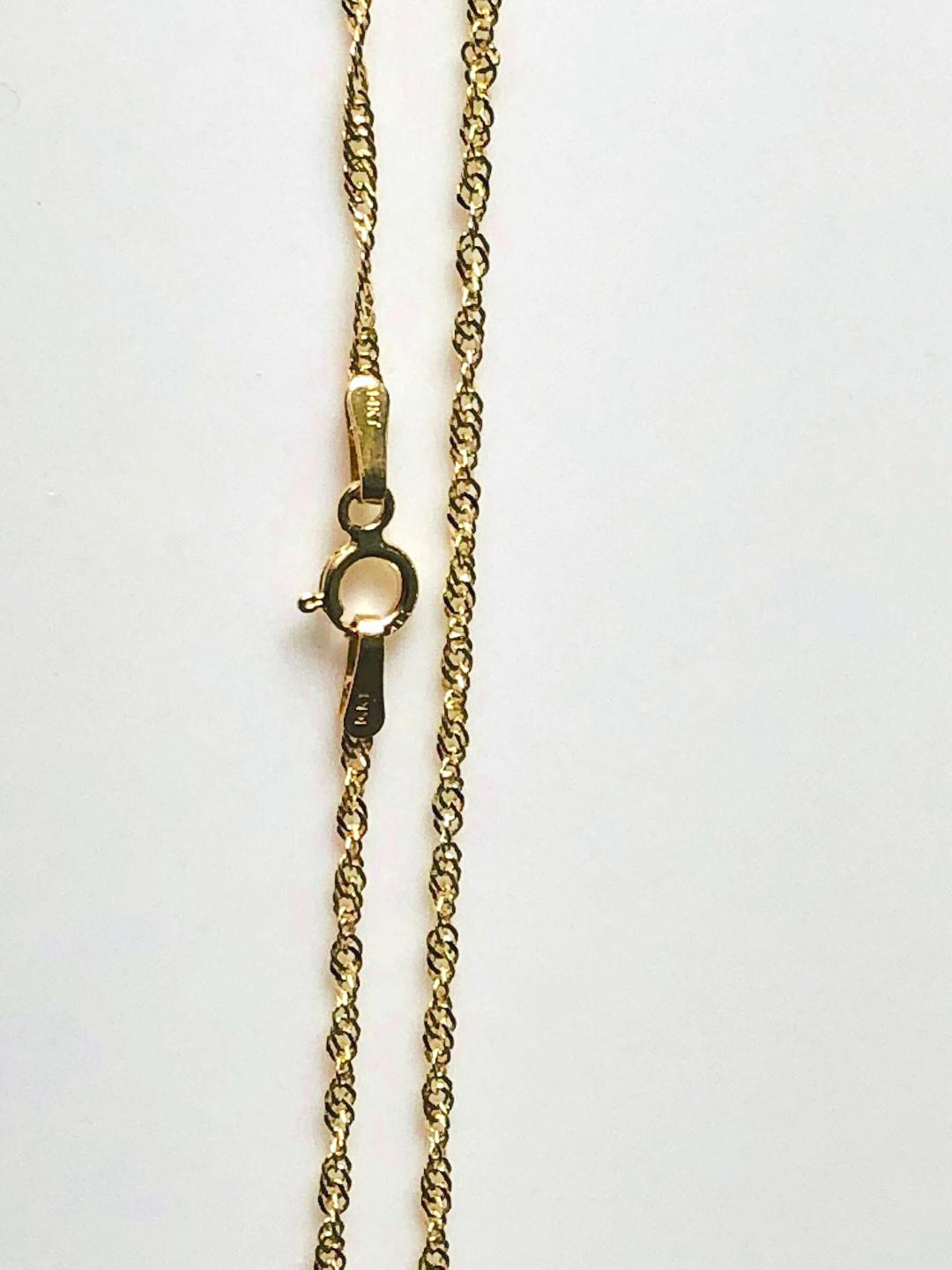 14K Solid Yellow Gold 025Y Singapore Chain W: 1.2 mm Length 16 inches (40 cm) 10