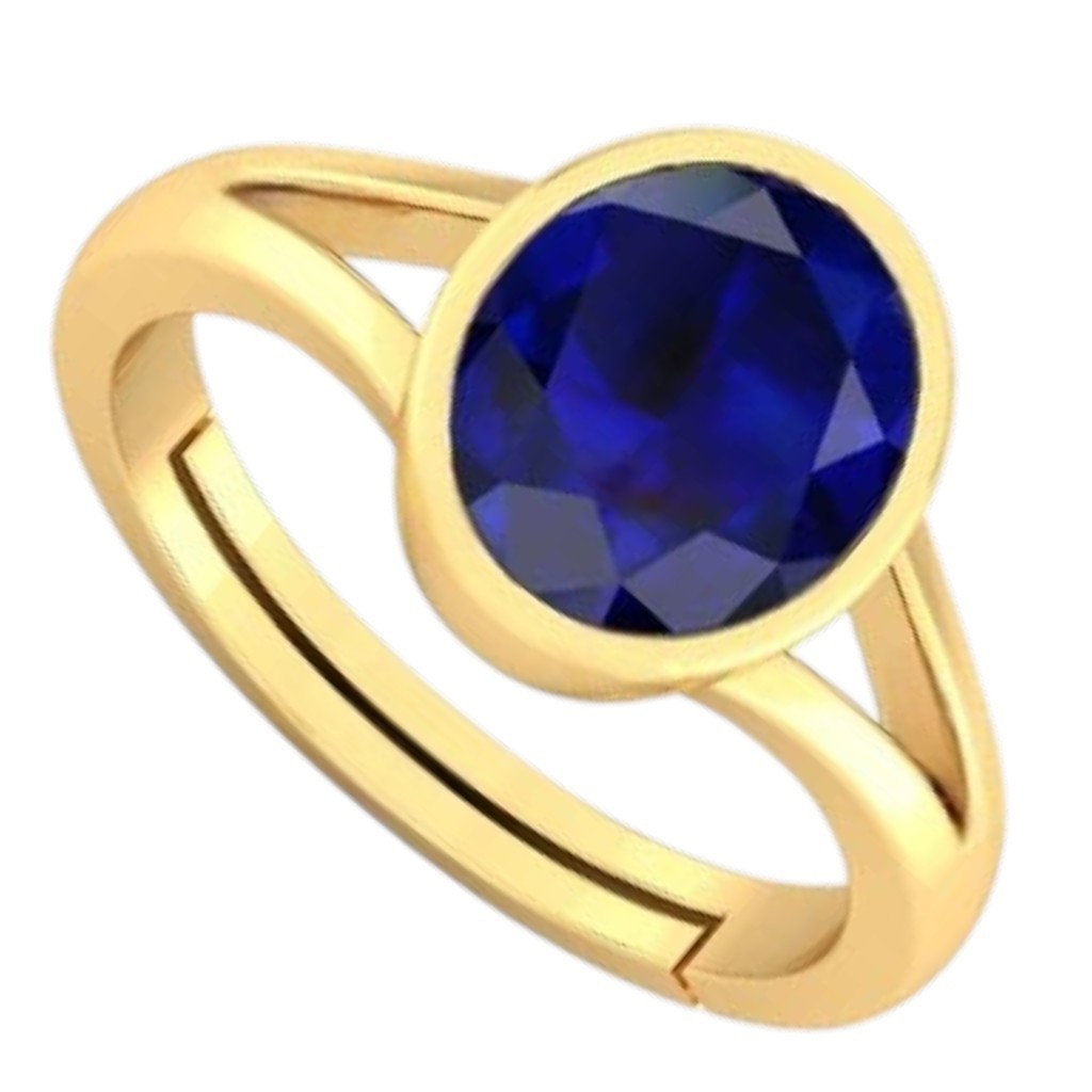 Certified 7.50 Ct Blue Sapphire Ring Gold Plated Adjustable Men Women Gift