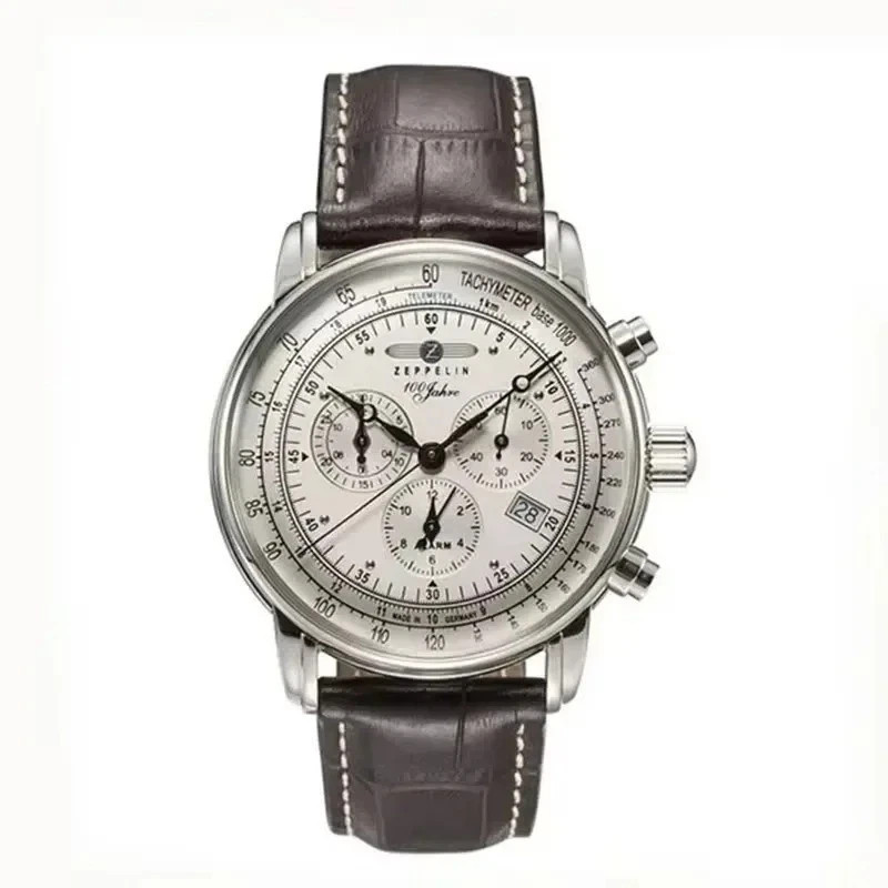 Men Luxury Business Casual Watch Leather Strap Airship Style Quartz Wristwatch
