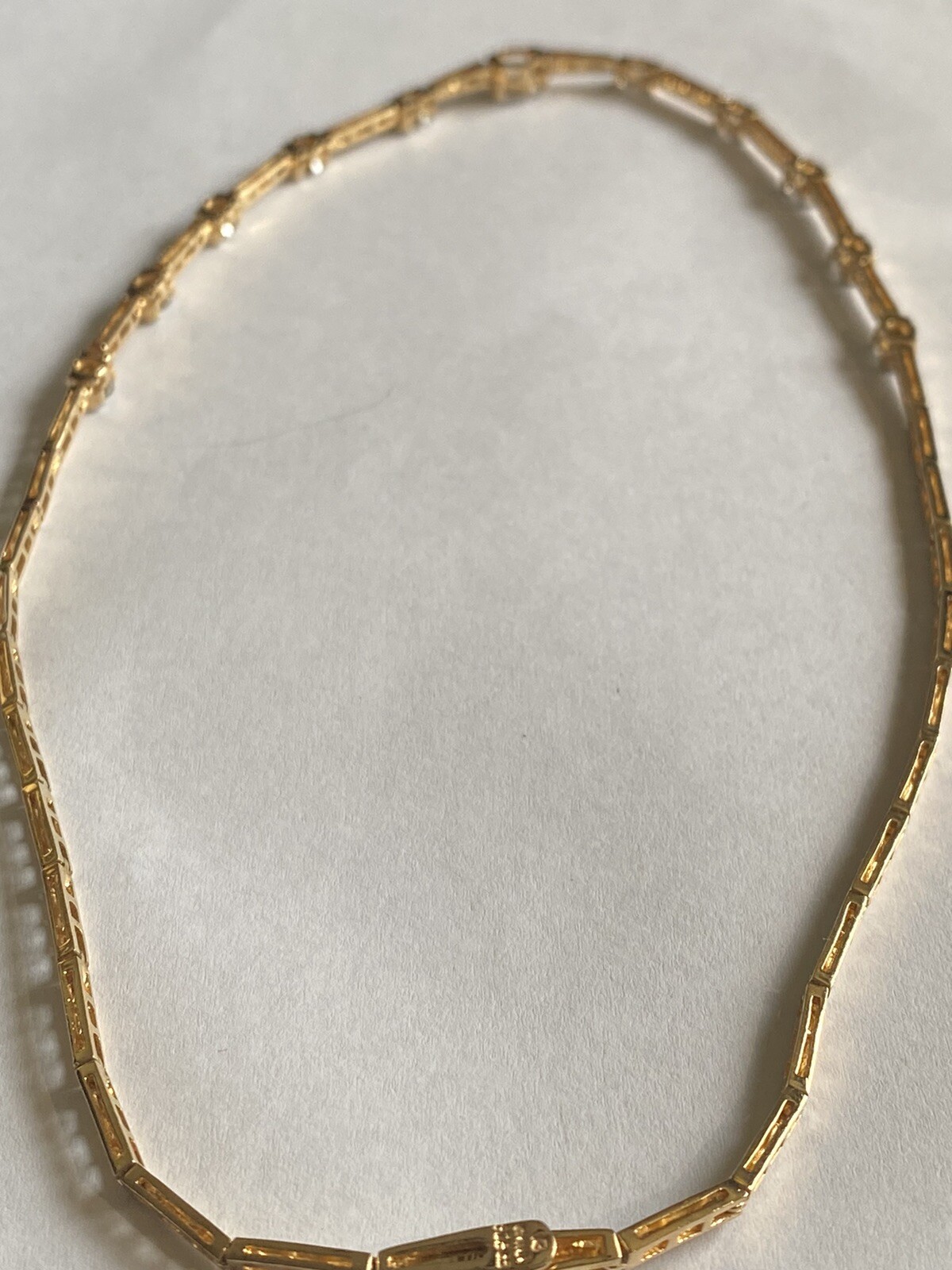 GOLD PLATED 925 STERLING SILVER CHAIN NECKLACE with SPARKLY CZCUBIC ZIRCONIA