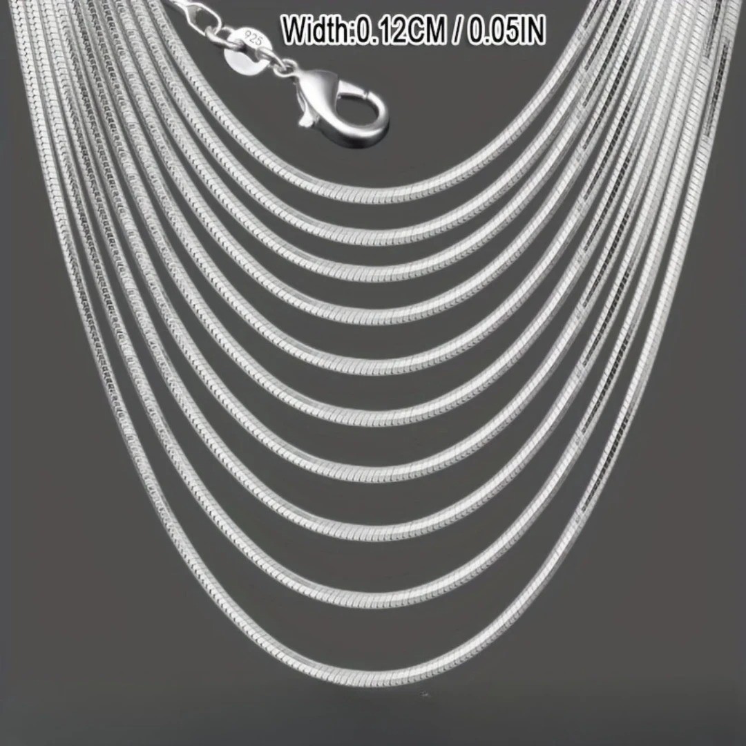 Wholesale 10pcs 925 Sterling Solid Silver Plt 1mm Snake Chain Necklace 16-30inch