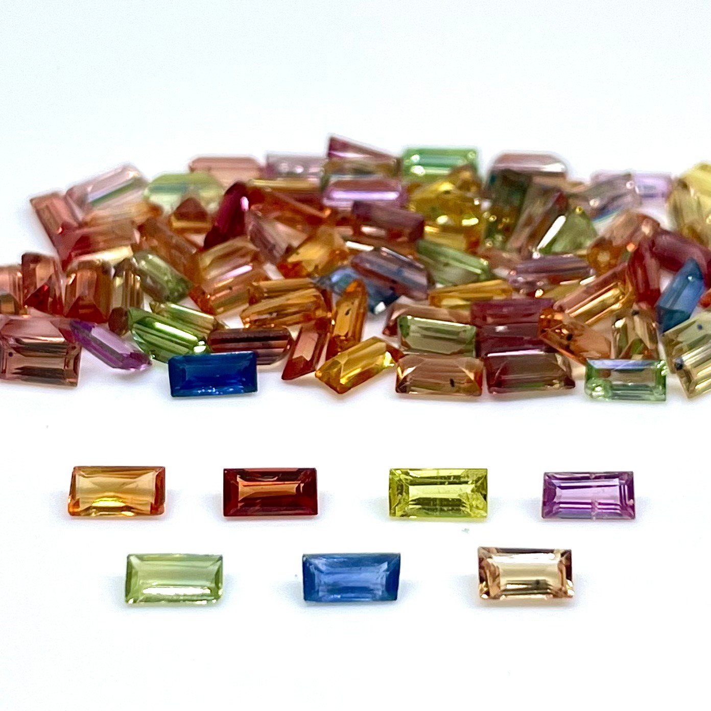 9 Pcs Natural Multi Sapphire 4x2mm Baguette Cut Dazzling Loose Gemstones Lot