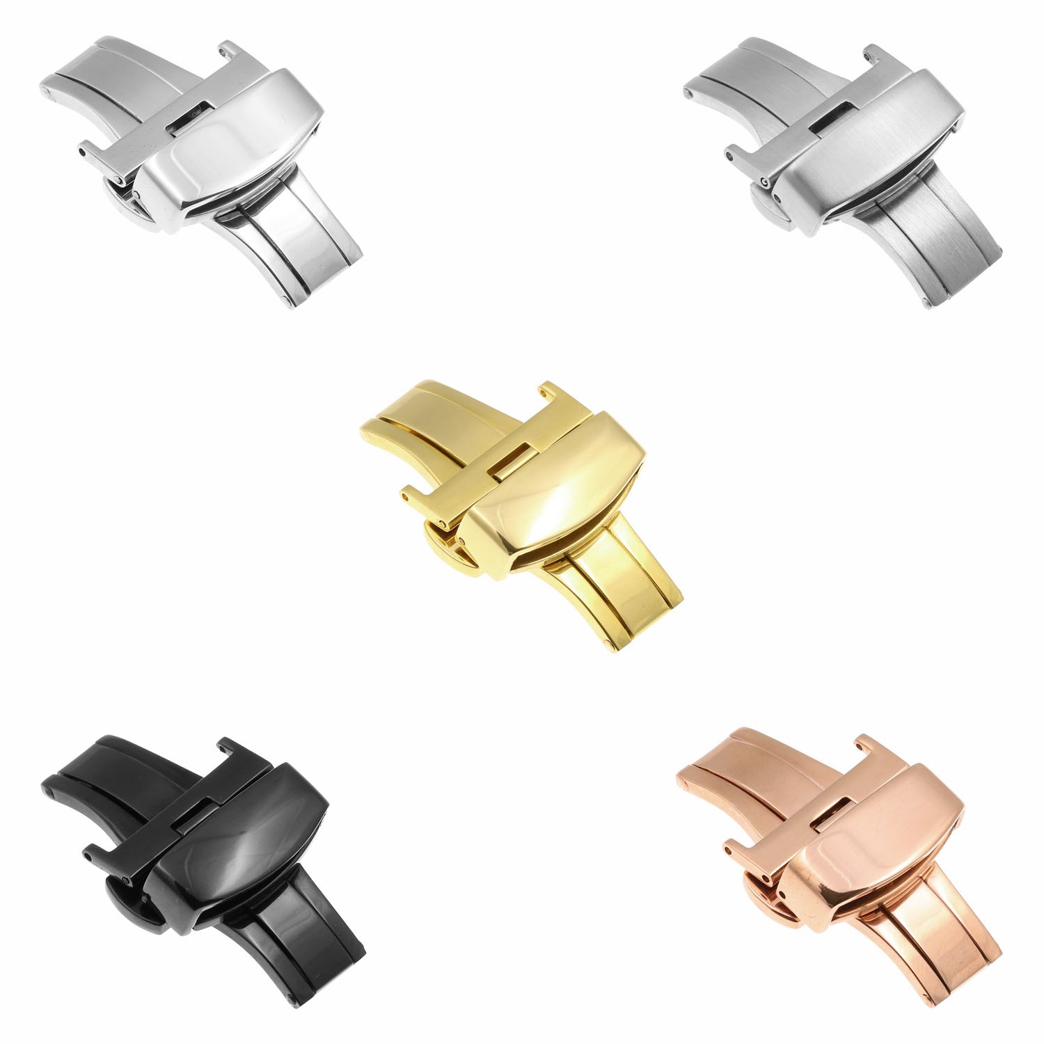 StrapsCo Stainless Steel Butterfly Deployant Deployment Watch Clasp 20mm 22mm