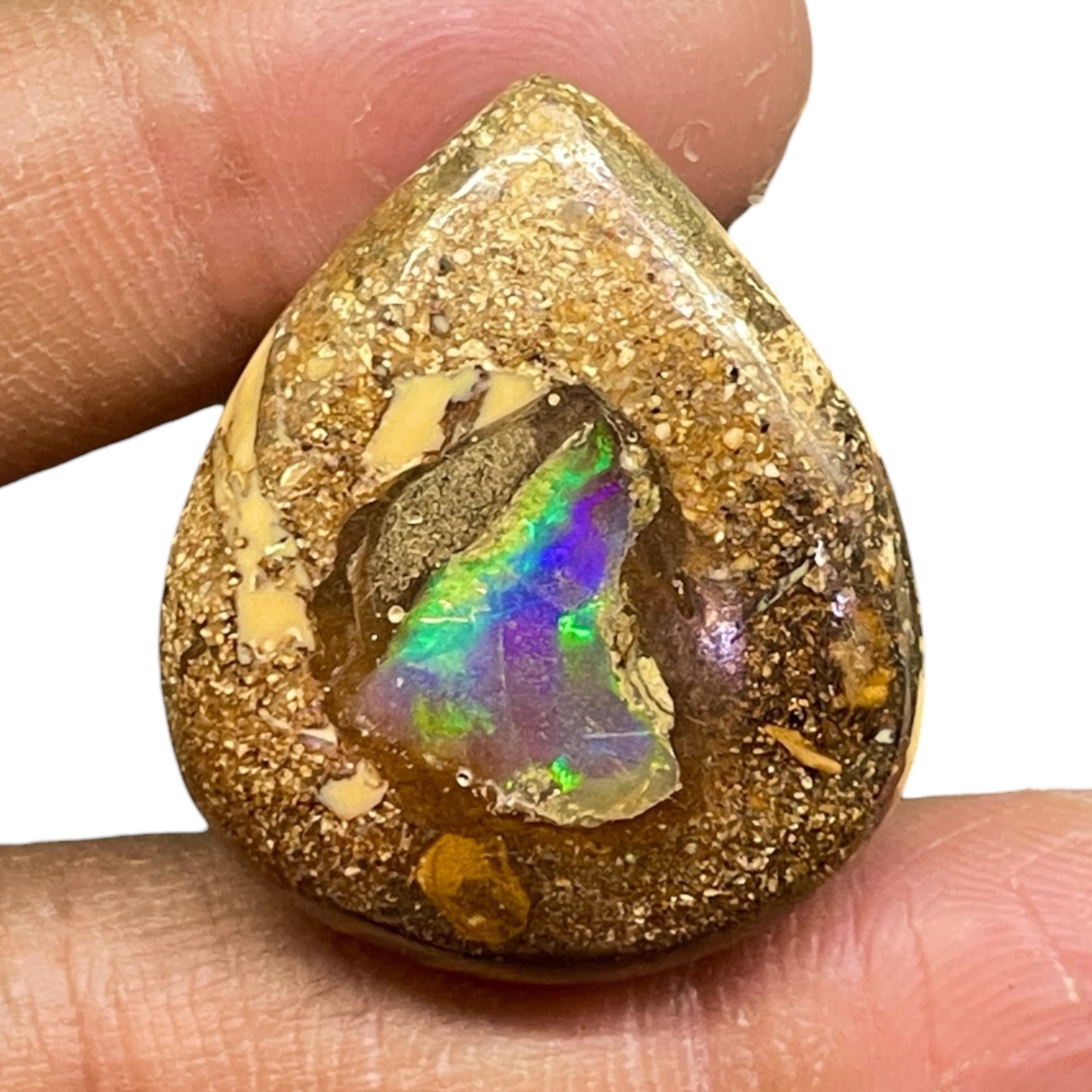 54.50 Cts Natural Boulder Opal 36x25mm Oval Cabochon Loose Untreated Gemstone
