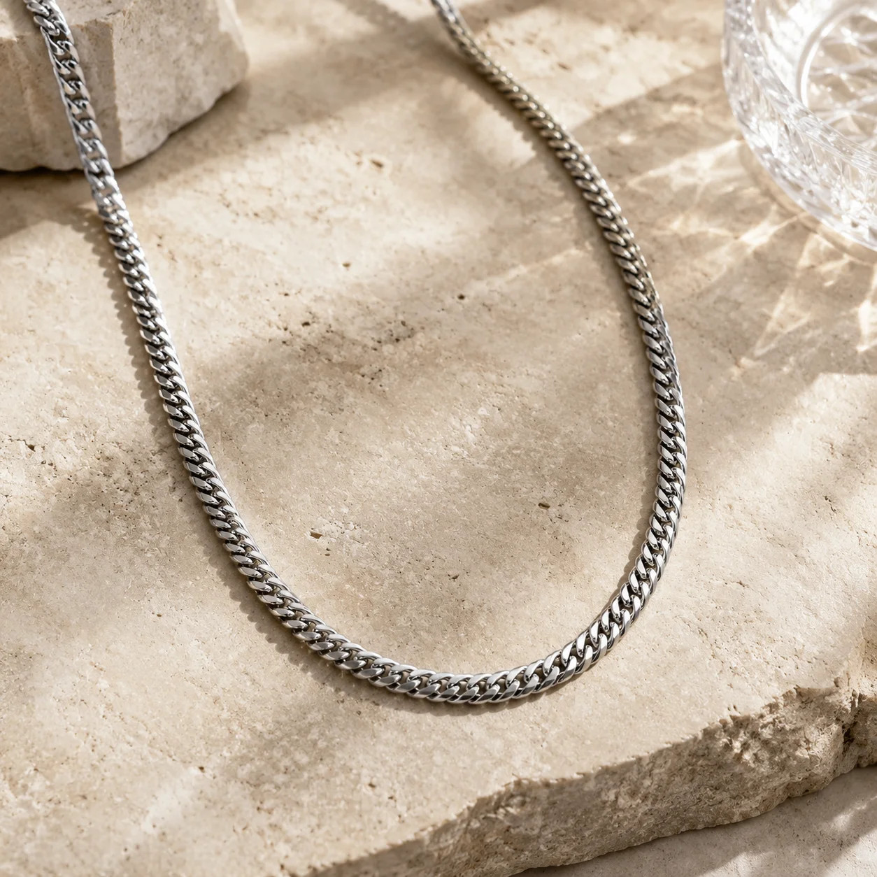 316L Stainless Steel Popcorn Chain for Men, 58cm Non-Tarnish Coreana Link Neckla