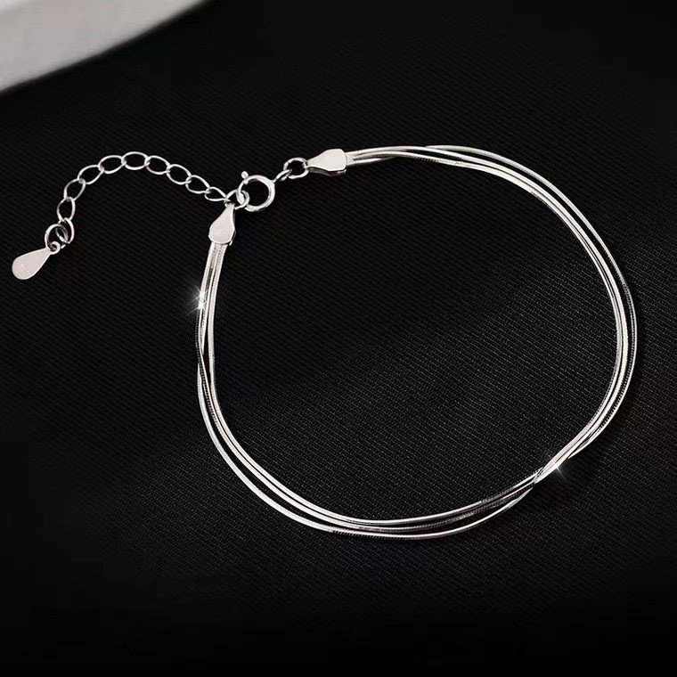 Women’s 925 Sterling Silver Multilayer Snake Chain Foot Ankle Bracelet New USA