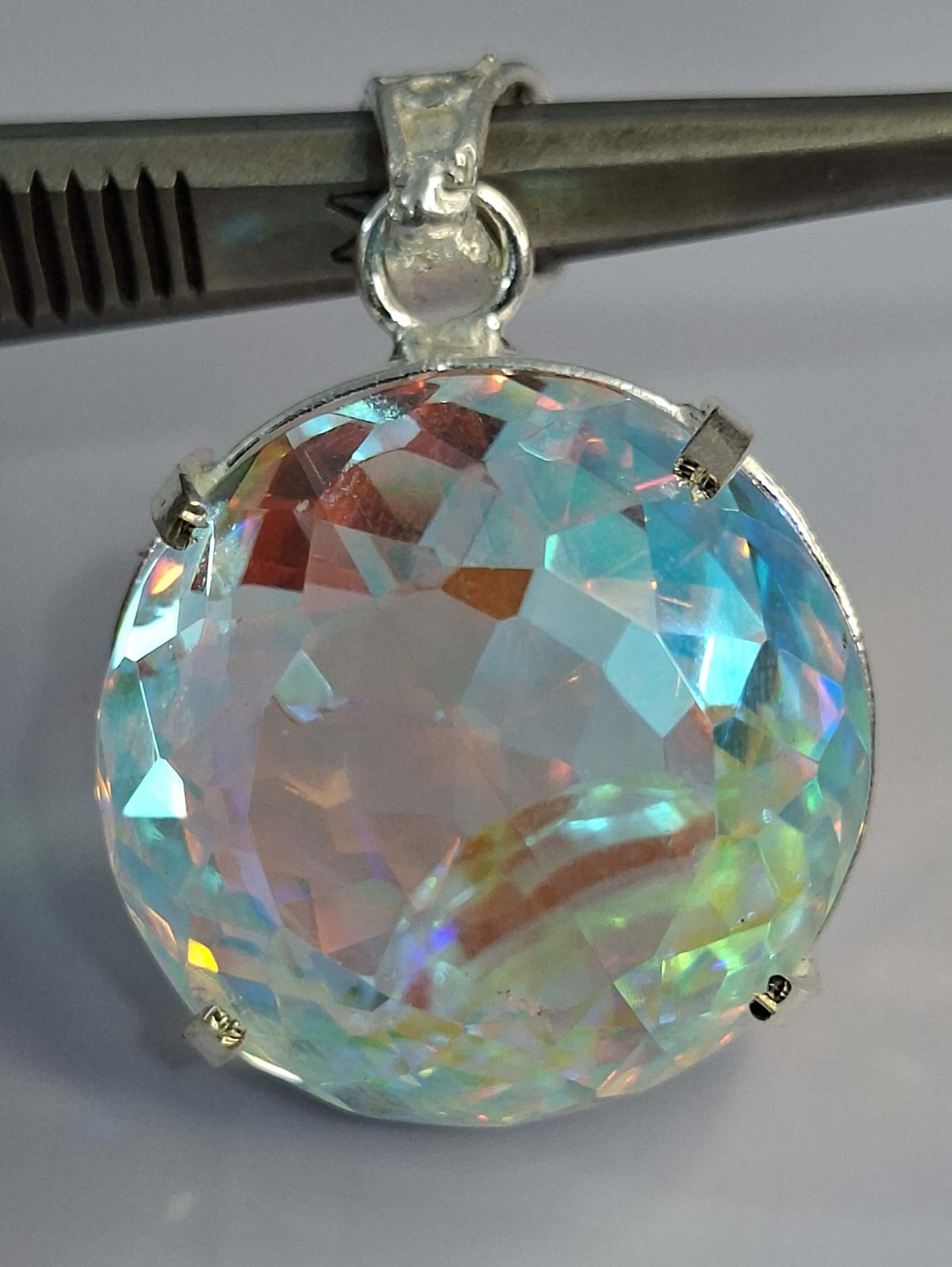 Mystic Topaz Lab Created 81.25 Ct Pendant Round Cut Loose Gemstone SP1194