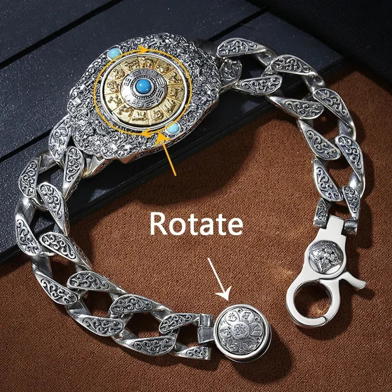 Rotating Bagua Bracelet Men Chinese National Style Guochao Jiugong Jewelry Gift