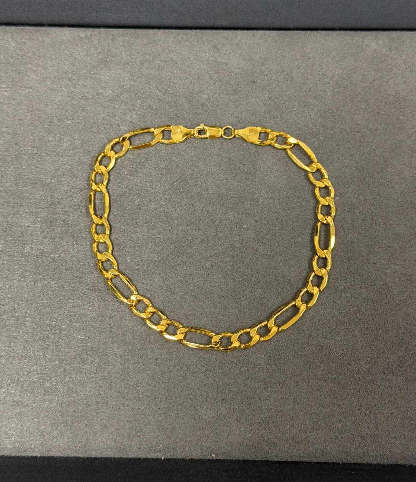Solid 14k Yellow Gold 5mm Figaro Bracelet 7.5″ Inch Lobster Lock