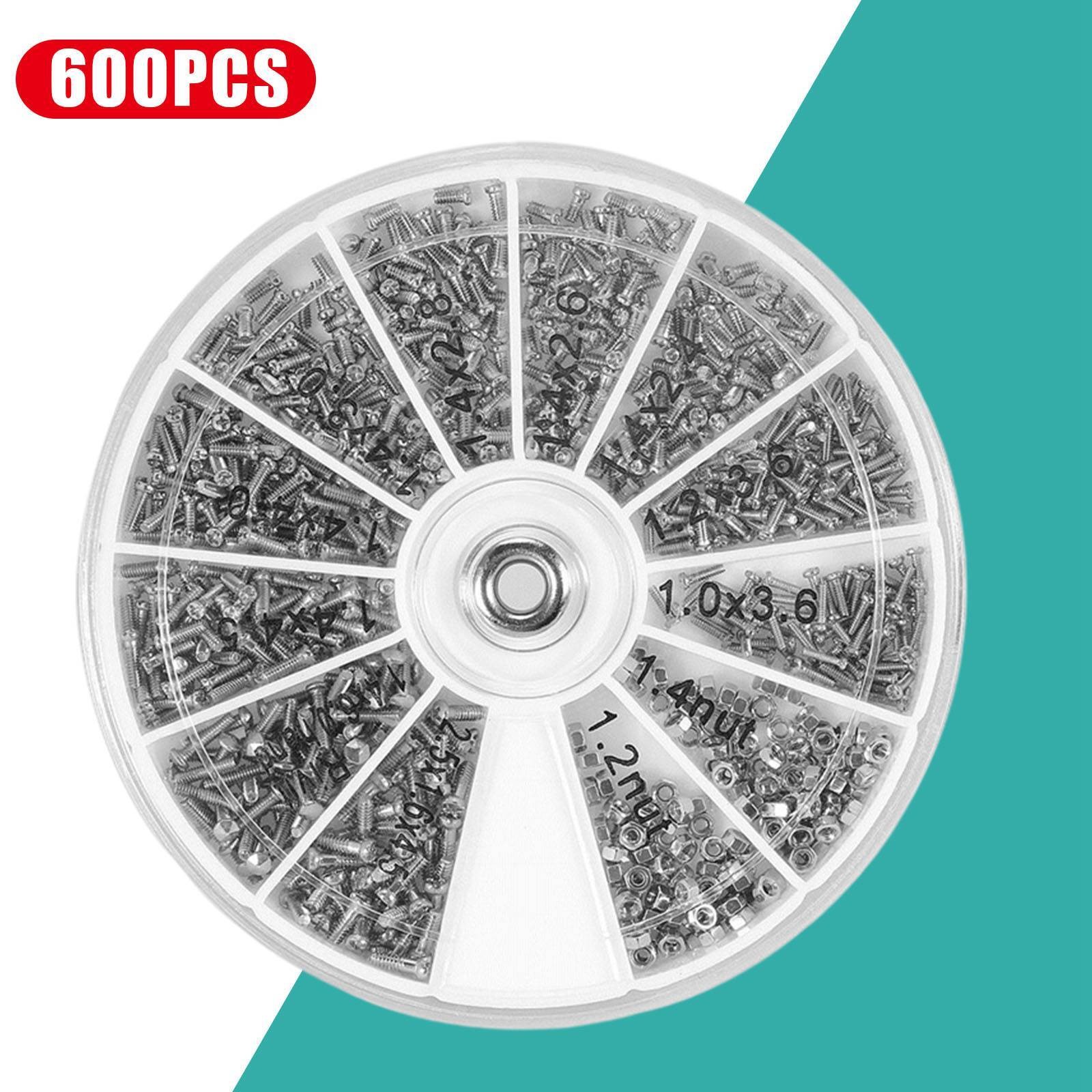 600PCS Micro Screws Repair Tool Set Assorted Tiny Clock Watch Eye Glasses Screws