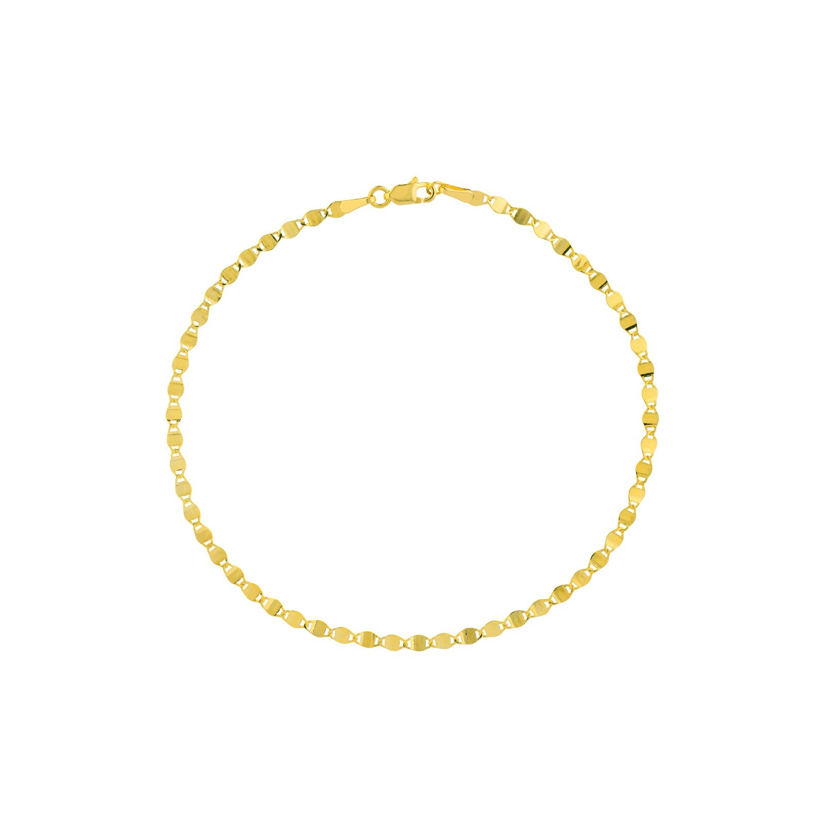 2.7mm Polished Oval Mirror Chain Necklace Real 14K Yellow Gold