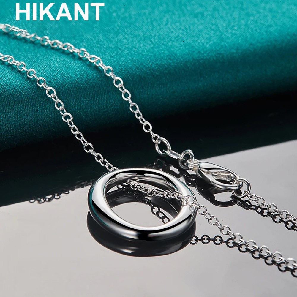 925 Sterling Silver Filled Round Circle Pendant Snake Chain Necklace Jewelry