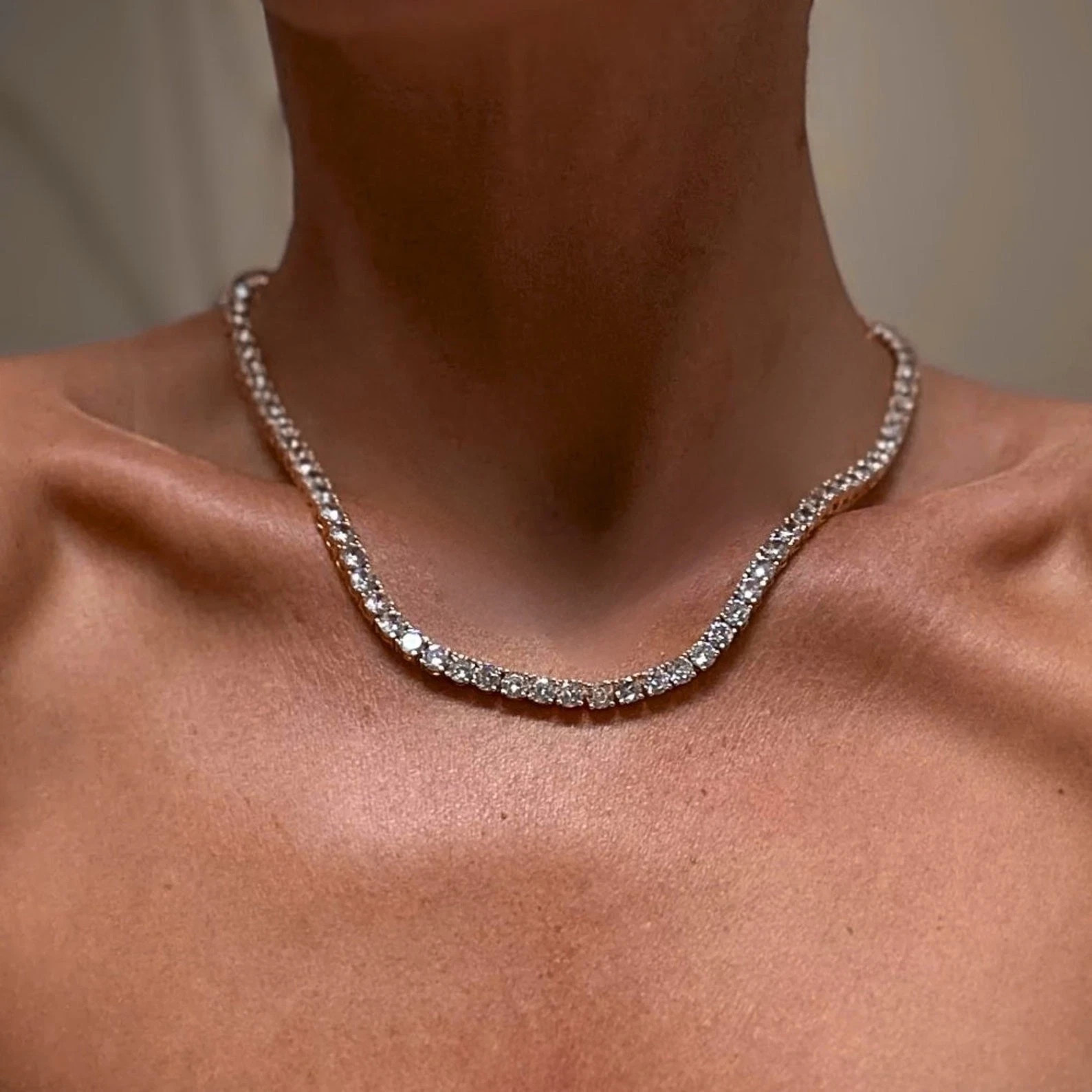 12.40Ct Round Cut Lab Grown Diamond Men’s Tennis Necklace 14k White Gold Plated