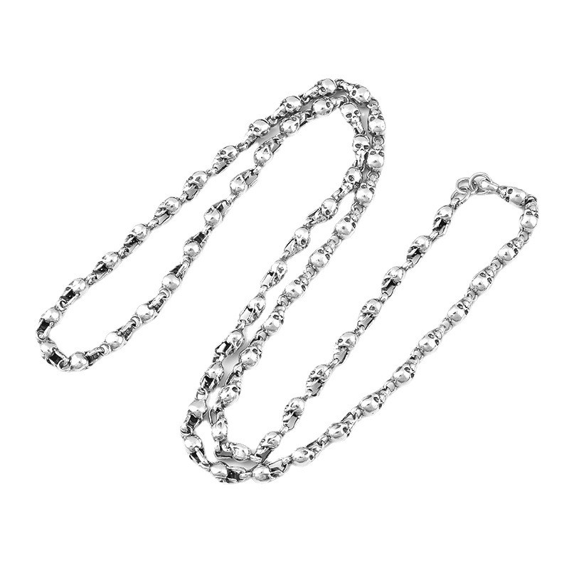 S925 Silver SKULL LINK CHAIN Necklace HEAVY Biker Gothic Statement 5mm 18″-28″