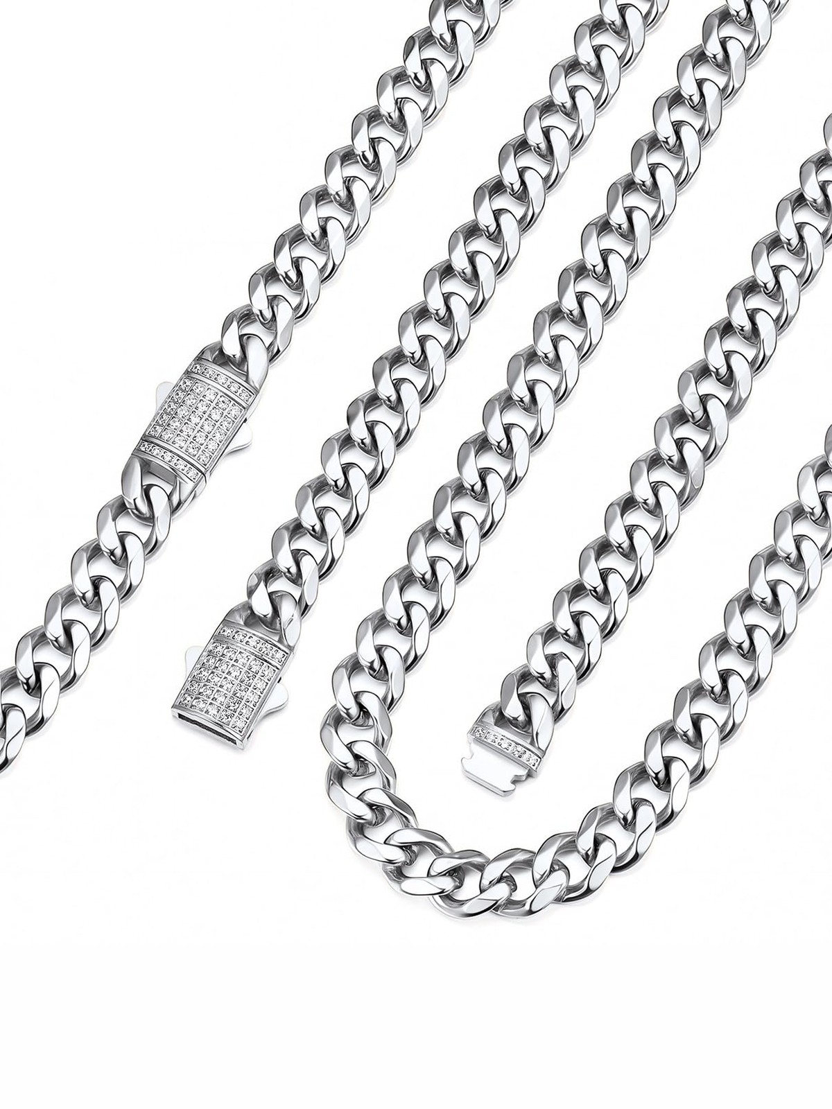 Bandmax Men’s Chain Necklaces 9MM Premium Waterproof Stainless Steel Silver T…