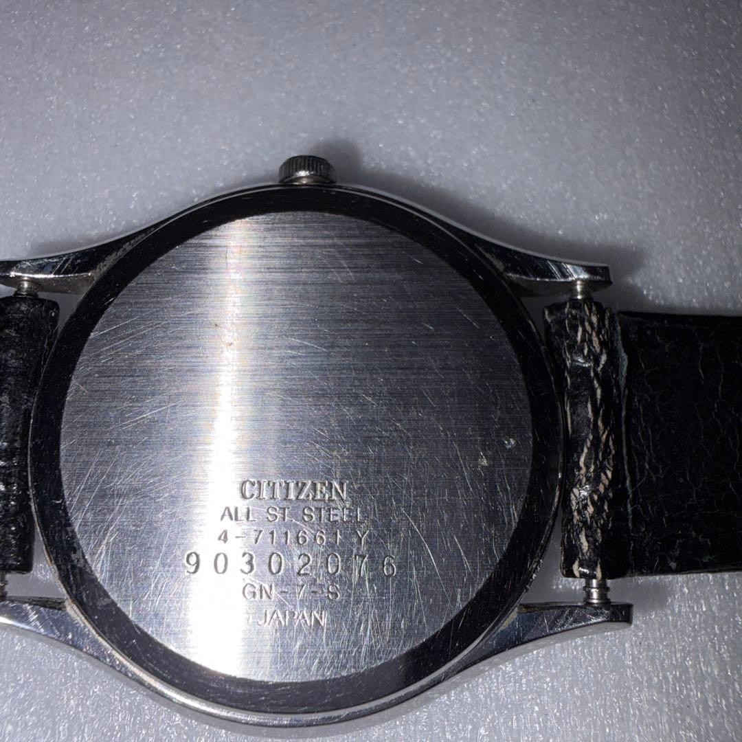 CITIZEN Quartz Watch, Silver Dial, Black Leather Strap nu