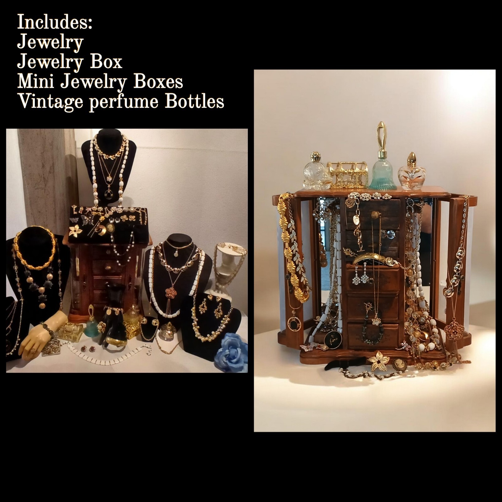 Mixed Vanity & Accessories Jewelry Lot (Includes Jewelry Box) More than 50 Pcs