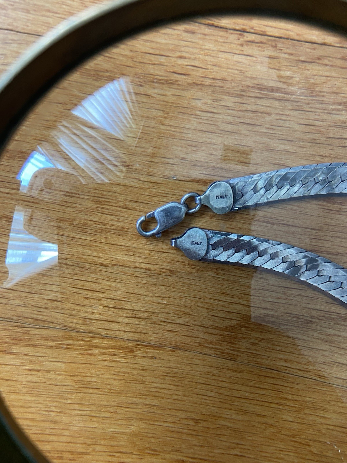 Vintage Italian 925 Sterling Silver Herringbone Chain Necklace, 20″, 50g
