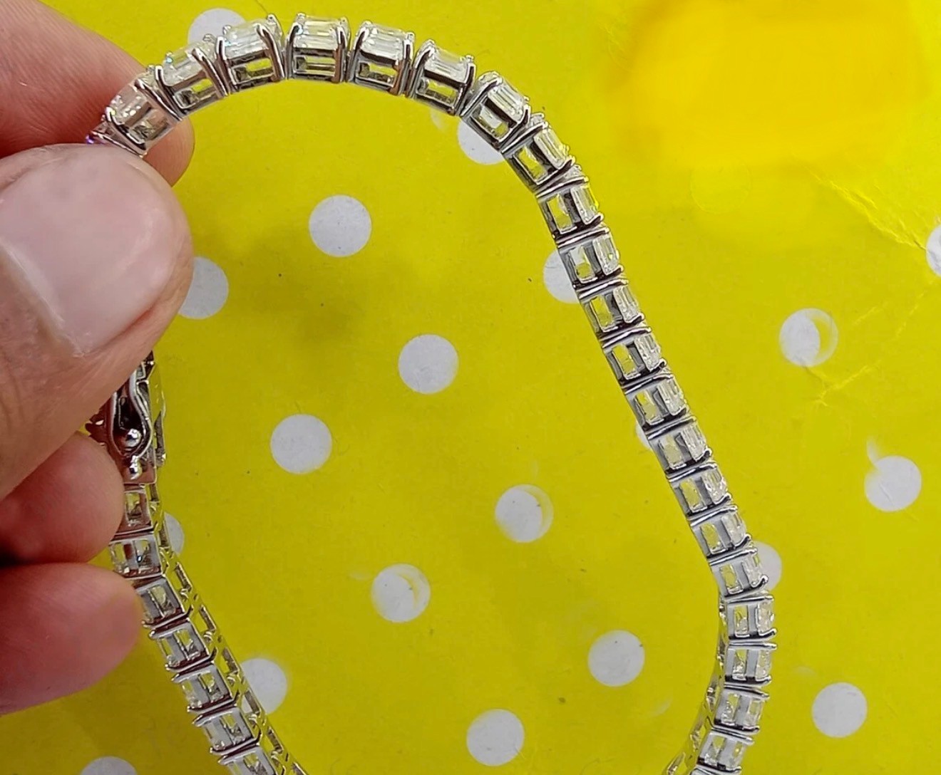 7″ Inch Long Tennis Wedding Bracelet 7 CT Asshcher Cut VVS1 Solid 14K White Gold